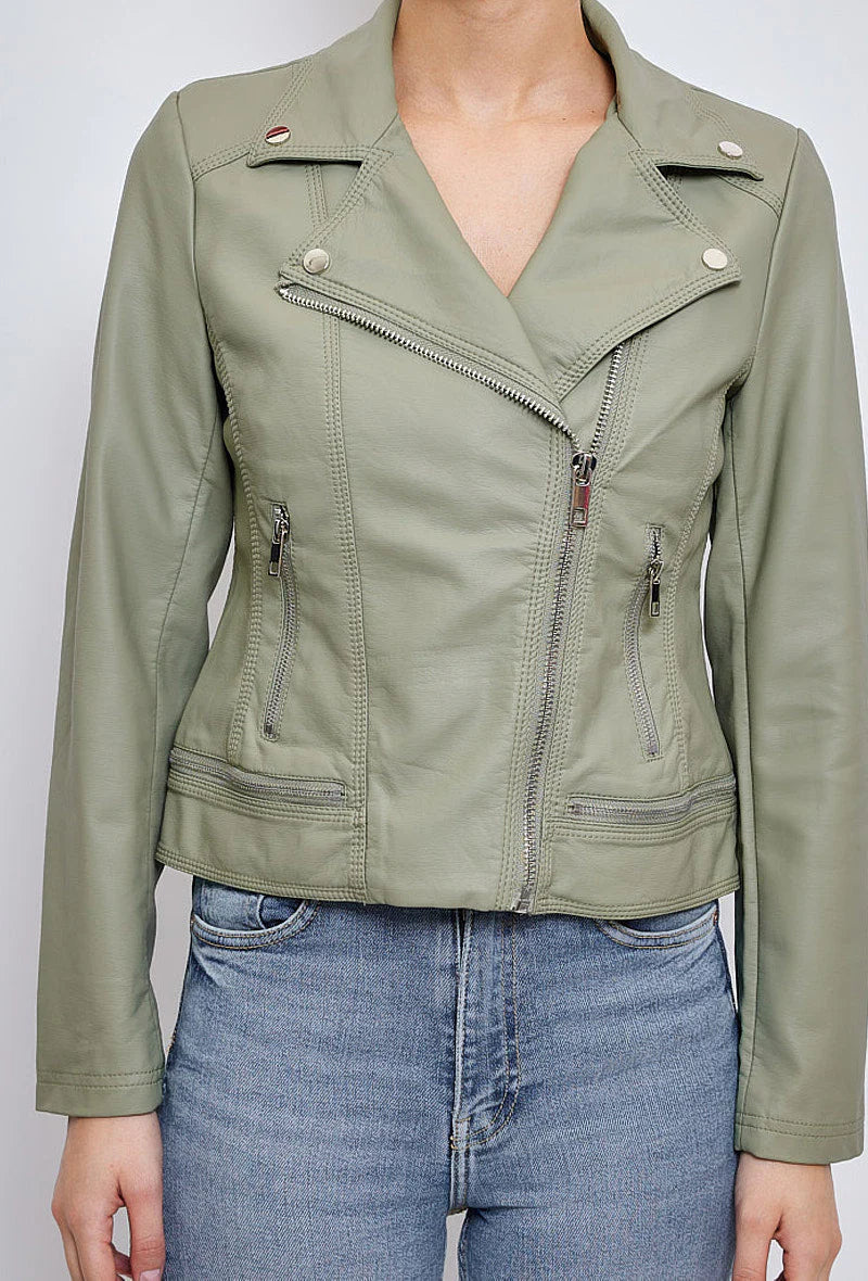 Kathy Khaki Biker Jacket