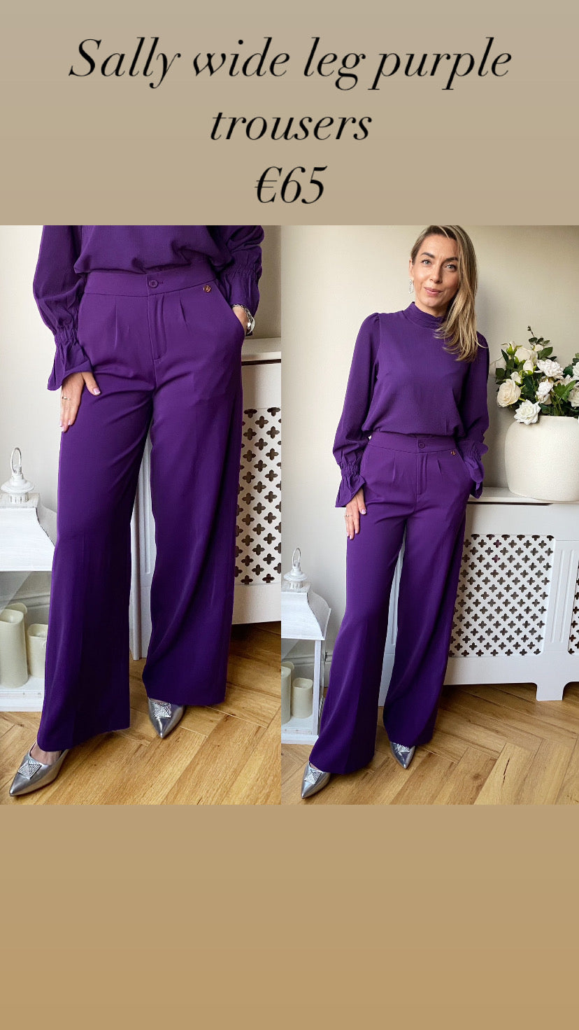 Sally wide leg purple trousers