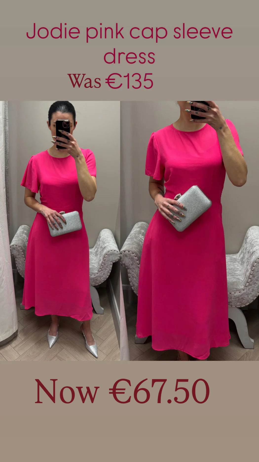 Jodie pink cap sleeve dress