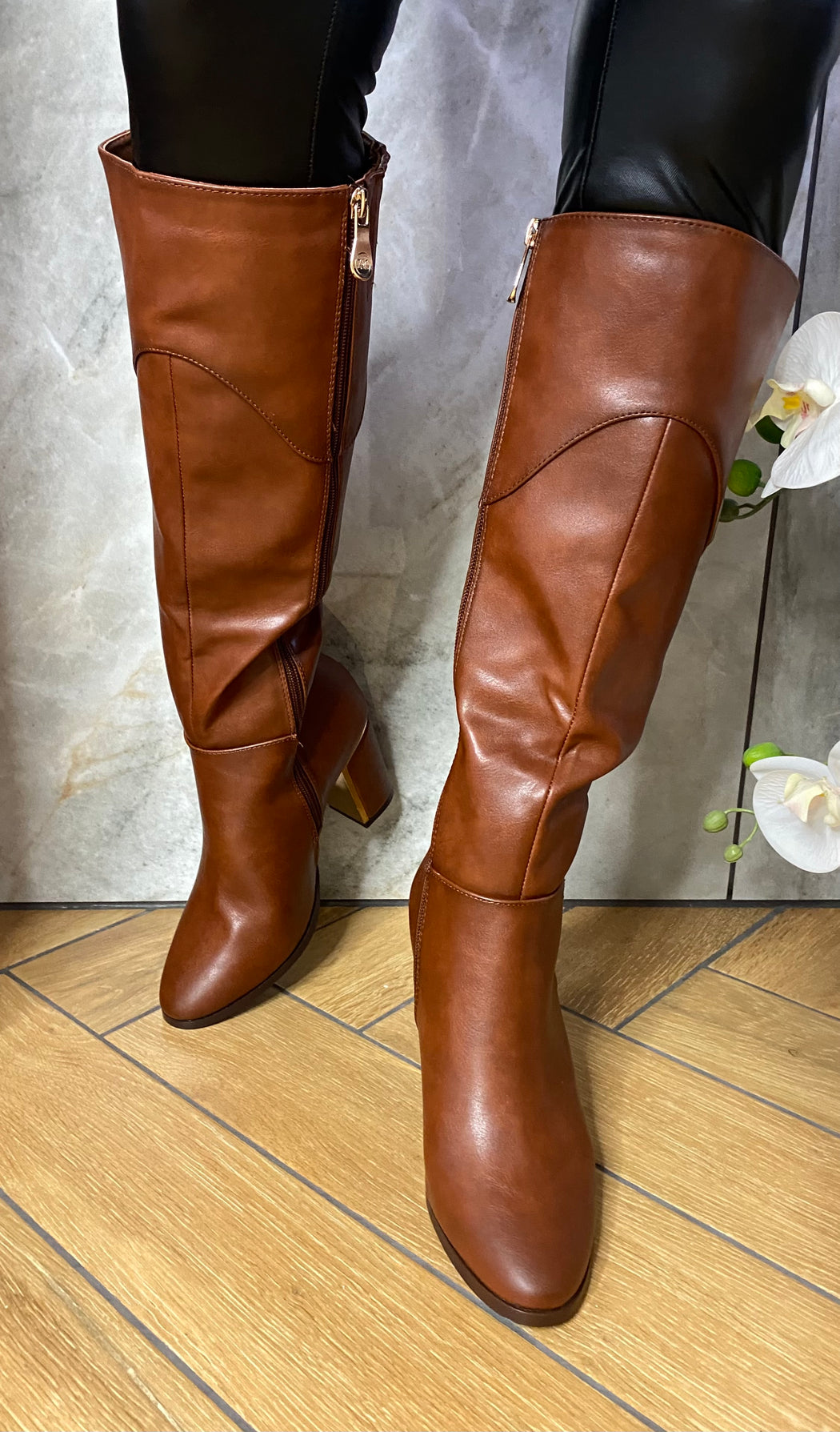 Haffar one driftwood knee high boots