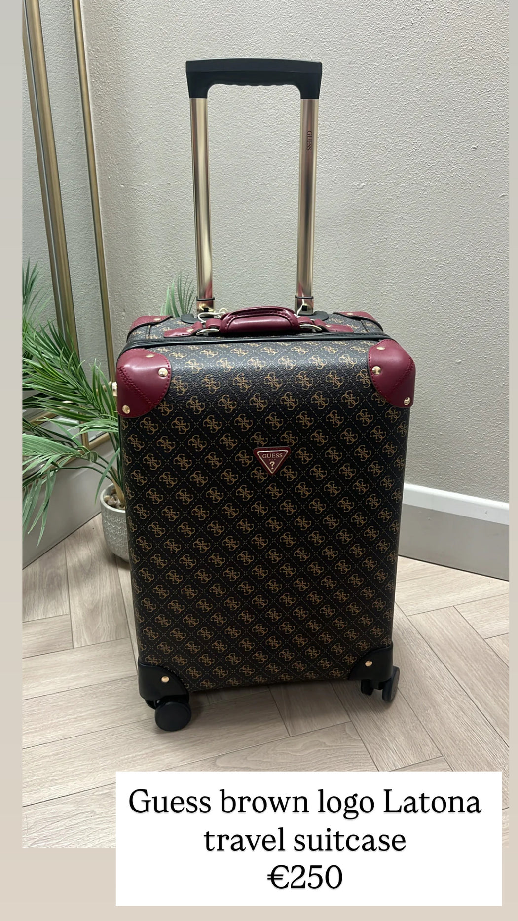 Guess brown logo Latona travel suitcase