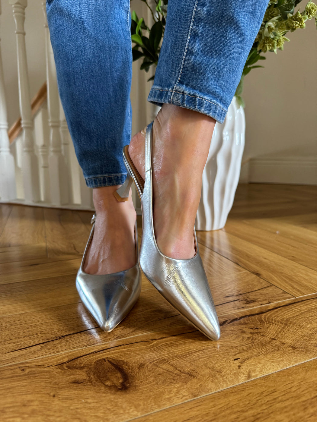 Arniston Silver slingback heels