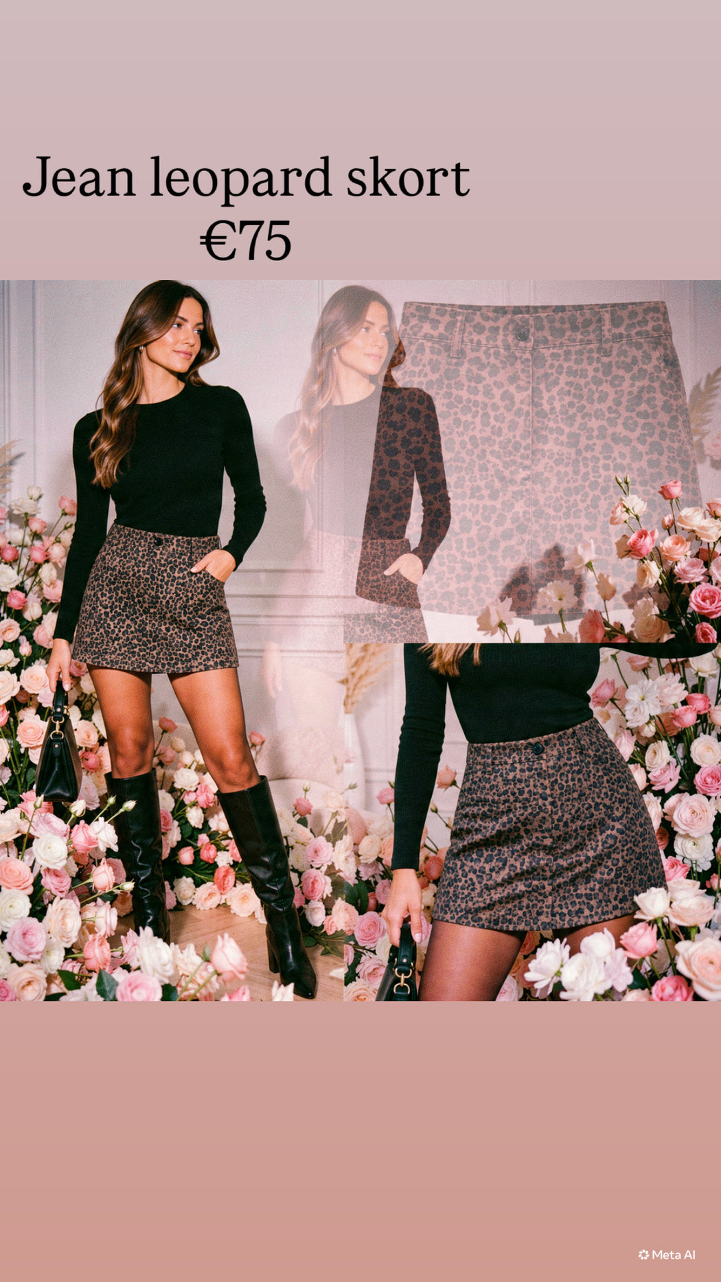 Jean leopard skort