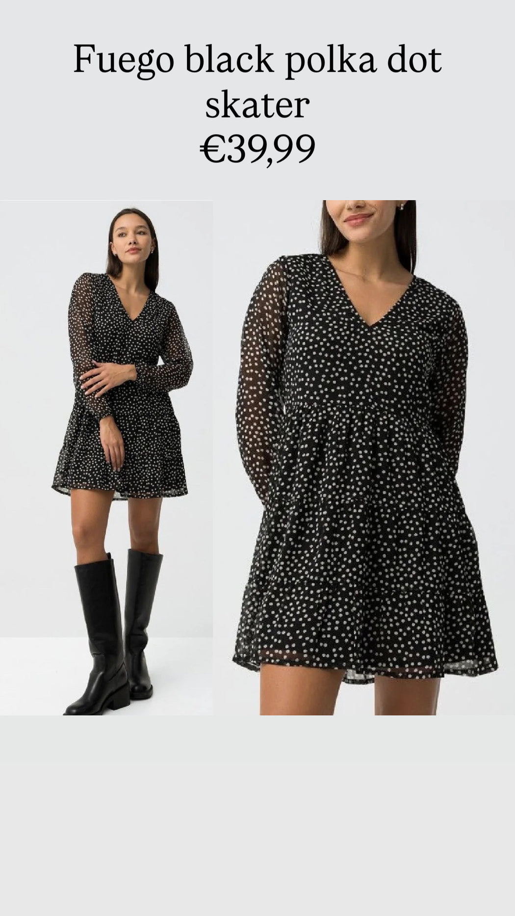 Fuego black polka dot skater