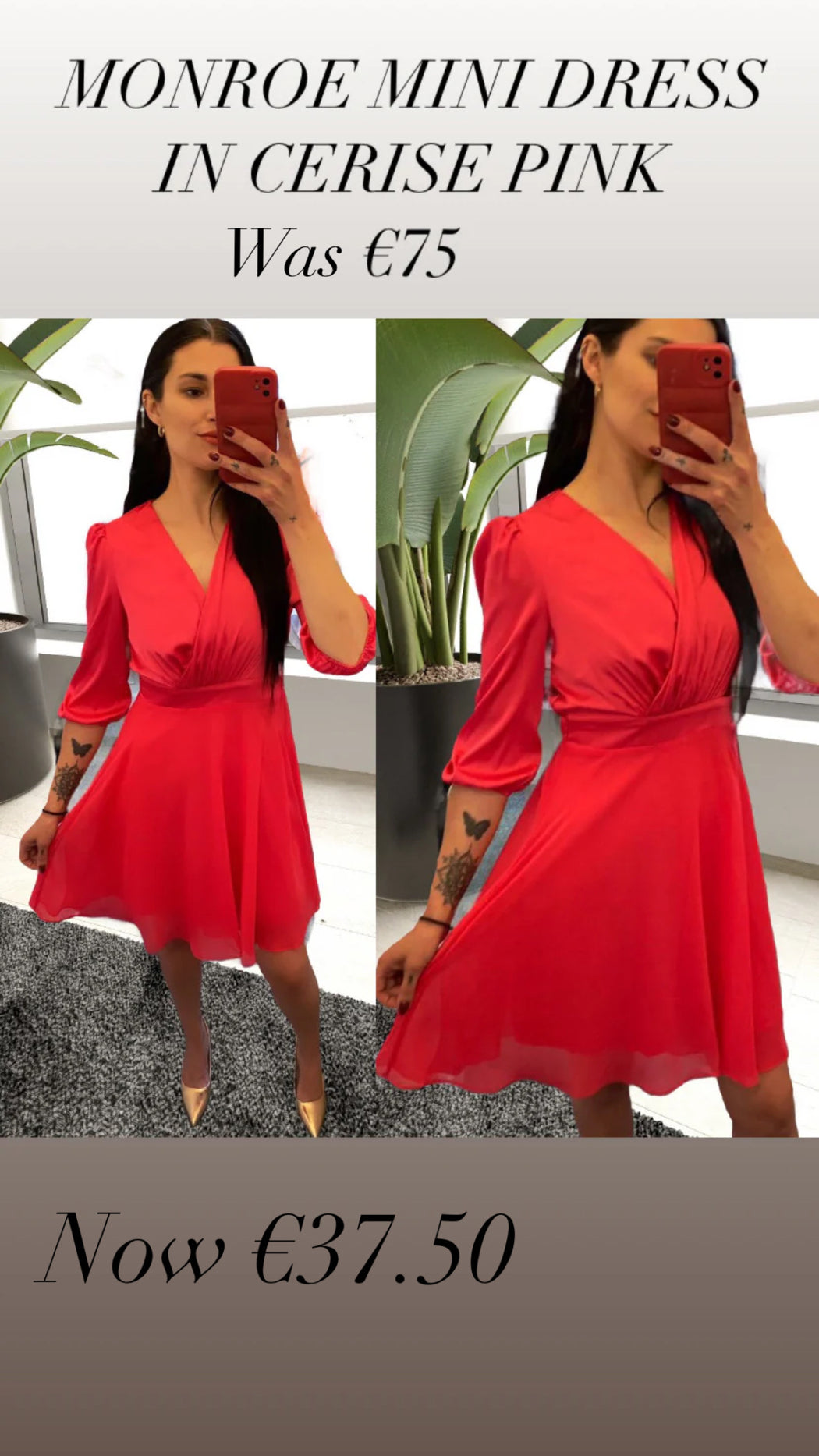 MONROE MINI DRESS IN CERISE PINK