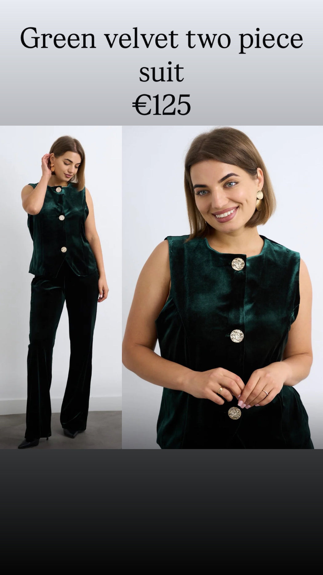 Green velvet two piece suit