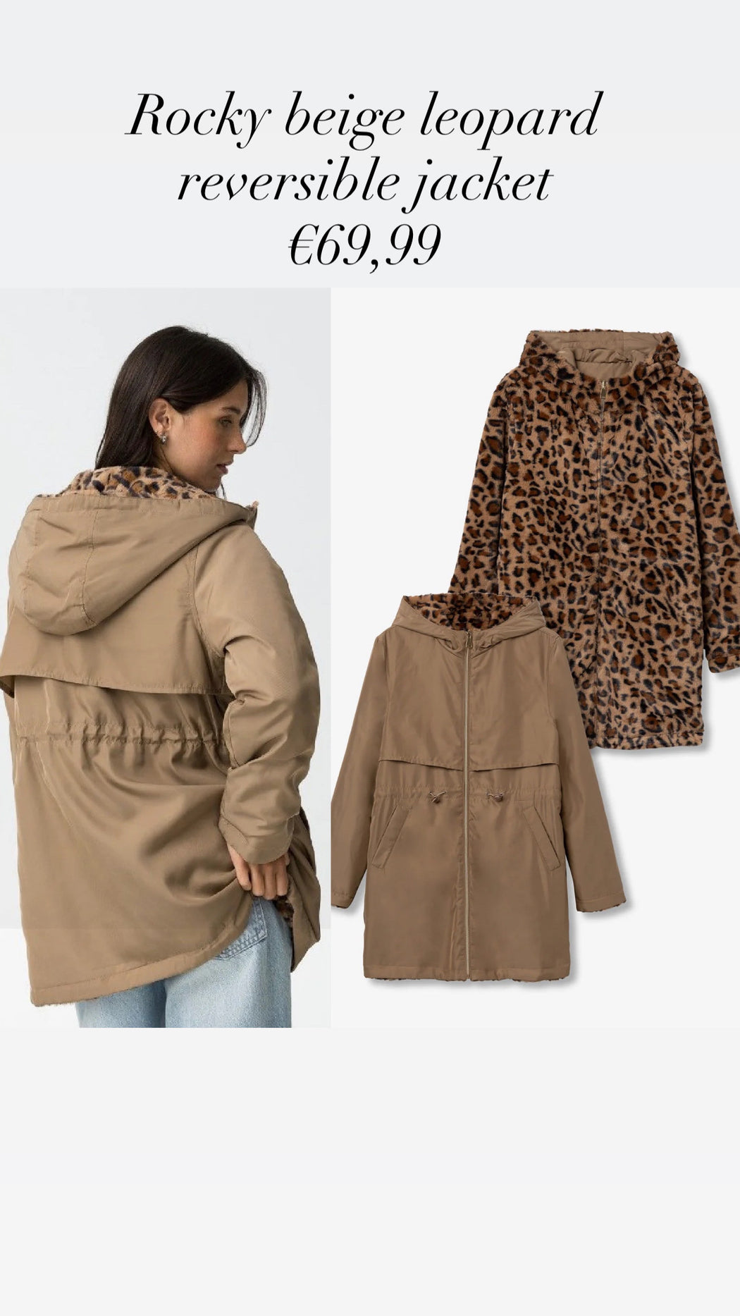 Rocky beige leopard reversible jacket