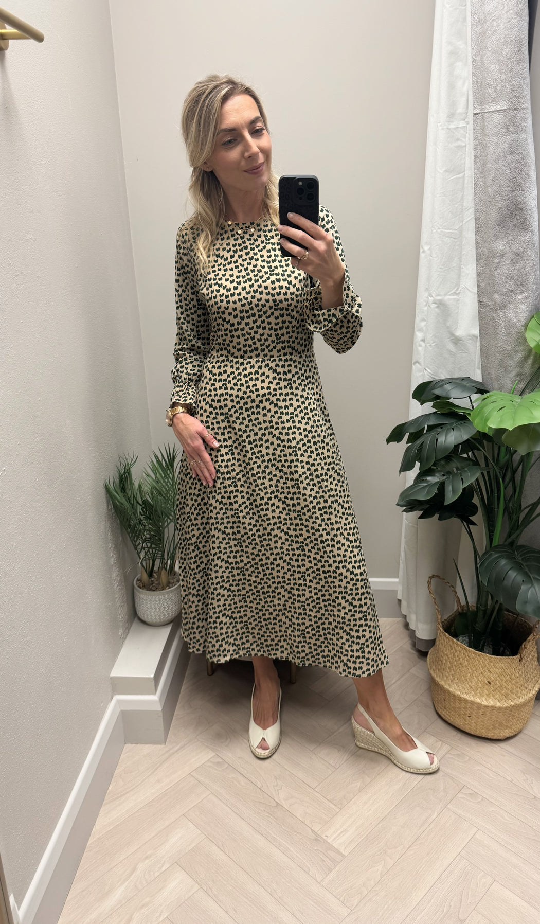 Hush green traffic heart print midi