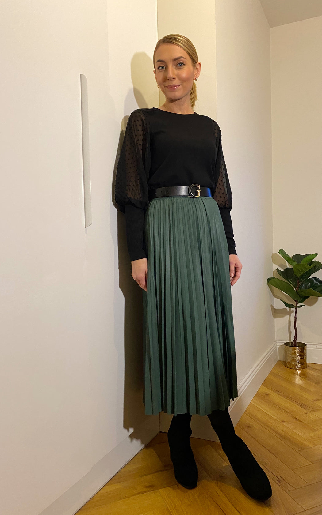 Kyoto pu green leather skirt