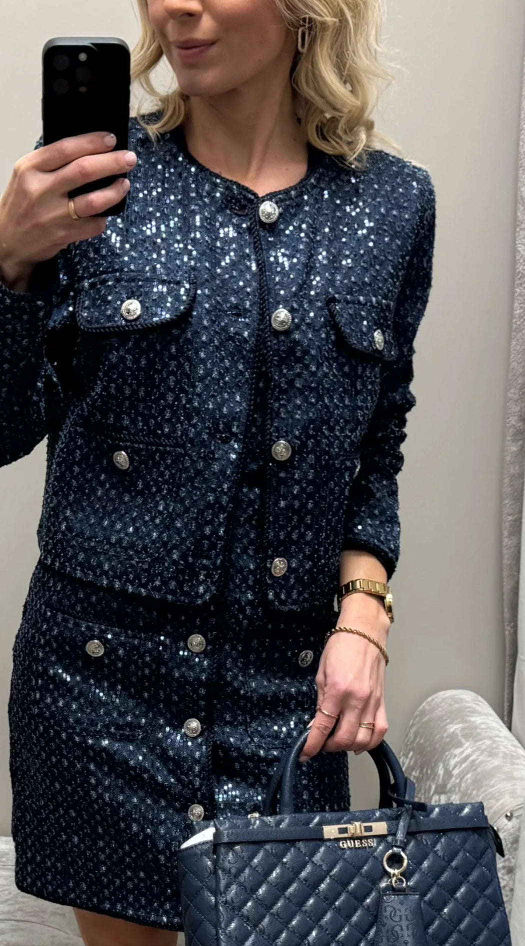 Guess denim sequinned  dress w5bk41d0771