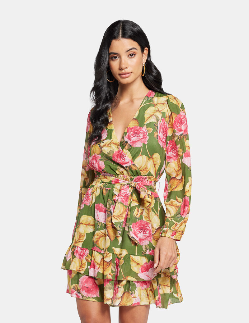 W4RK21WF5K0-P8BW guess belted floral dress