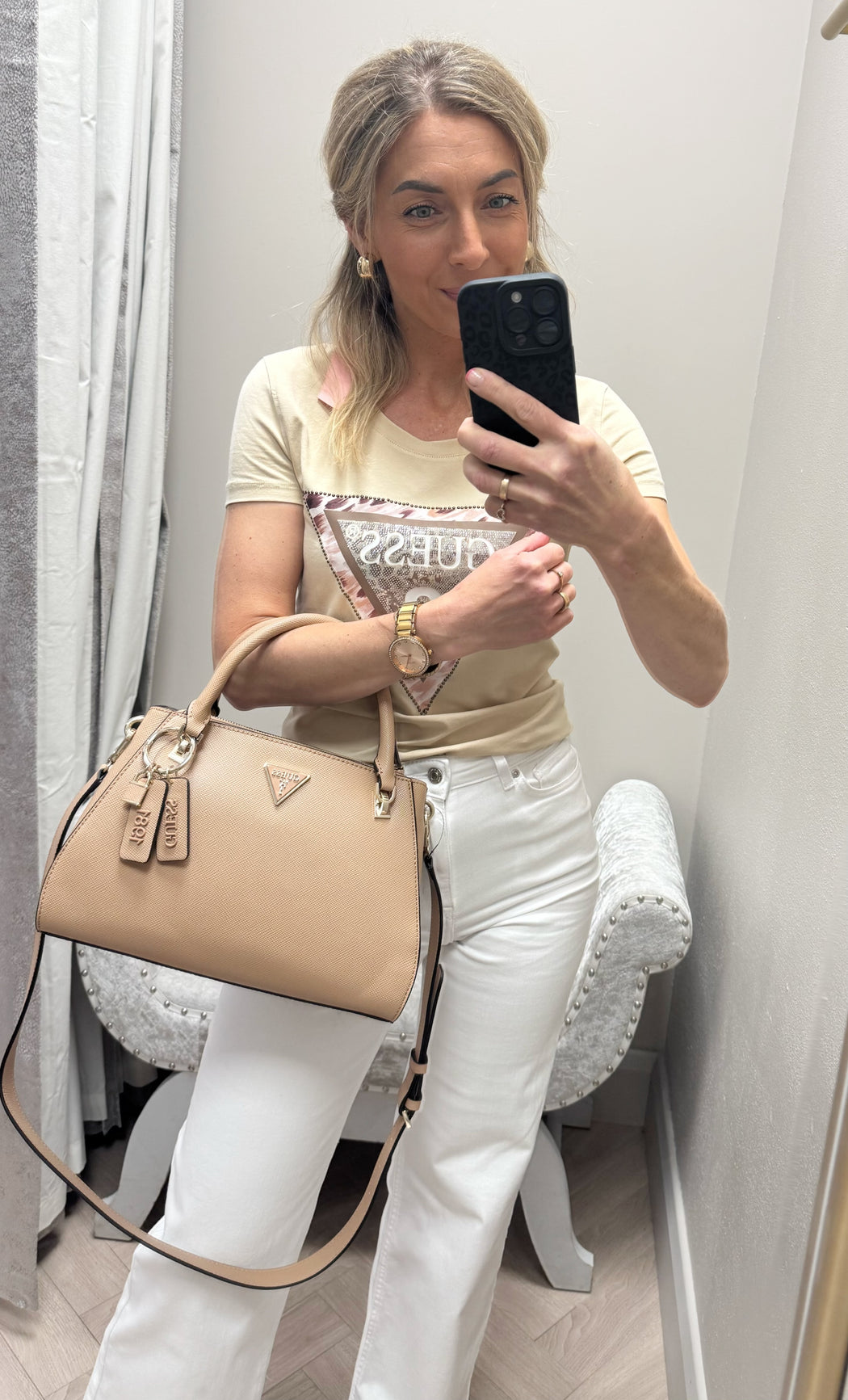 Guess beige noelle satchel bag ZG787907