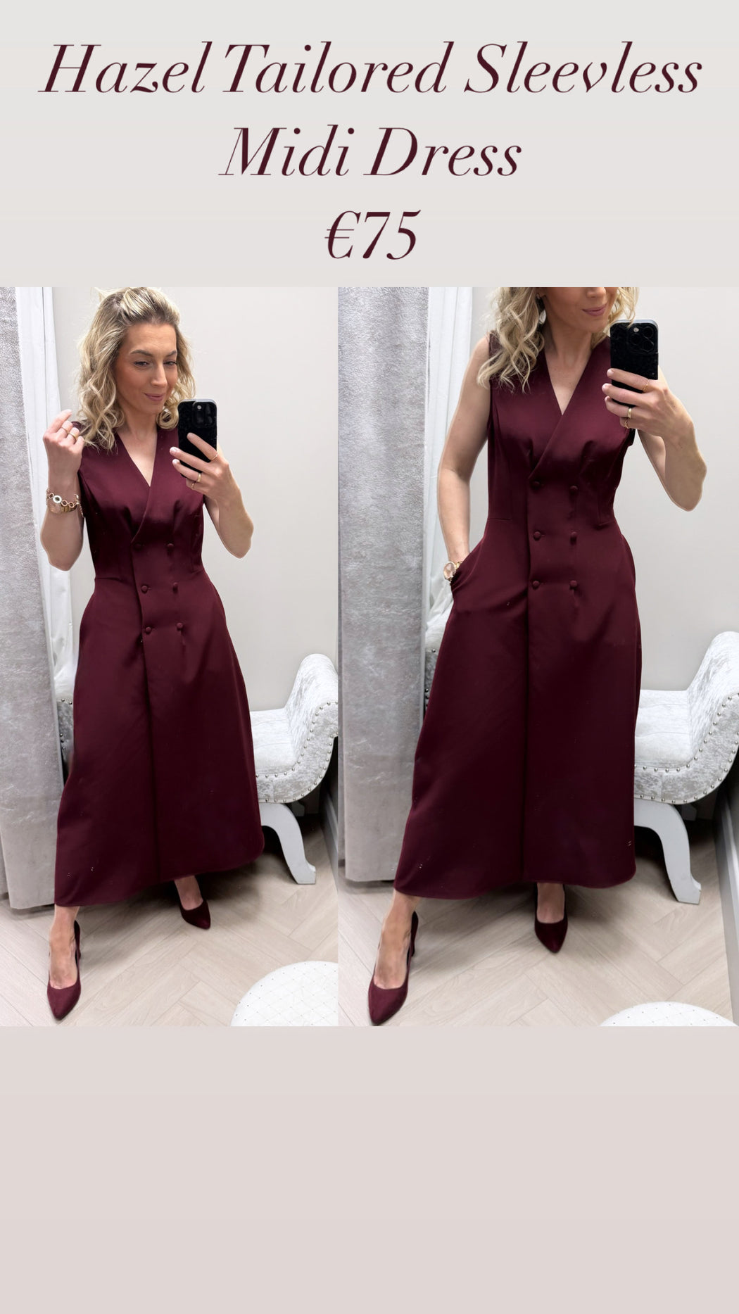 Hazel Tailored Sleevless Midi Dress