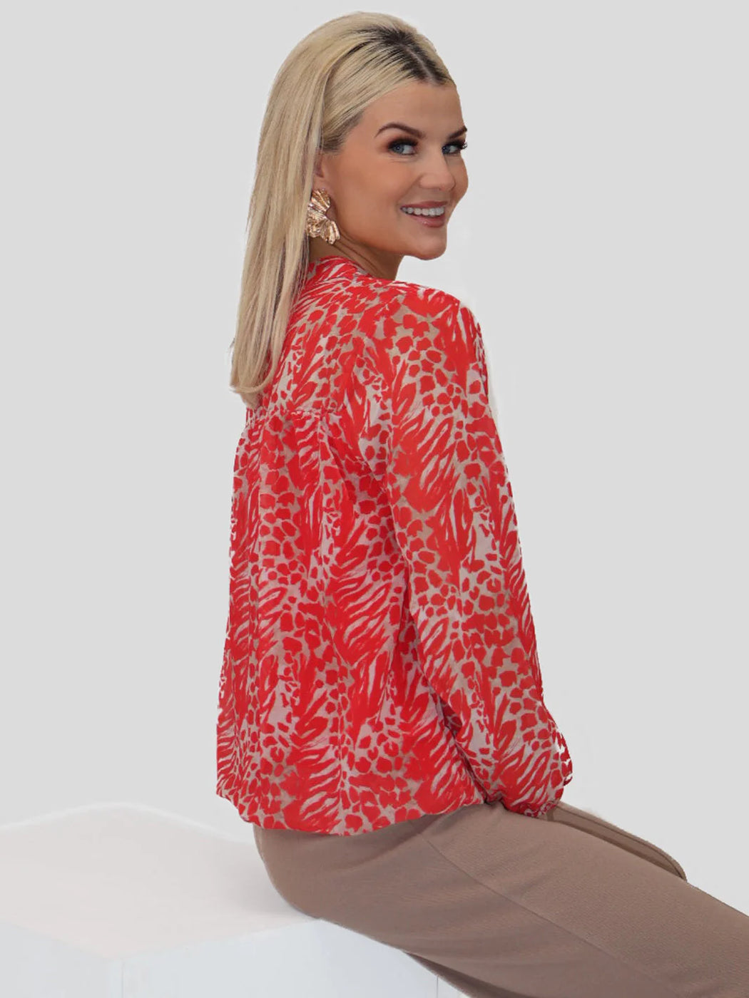 Orange print Bella band top