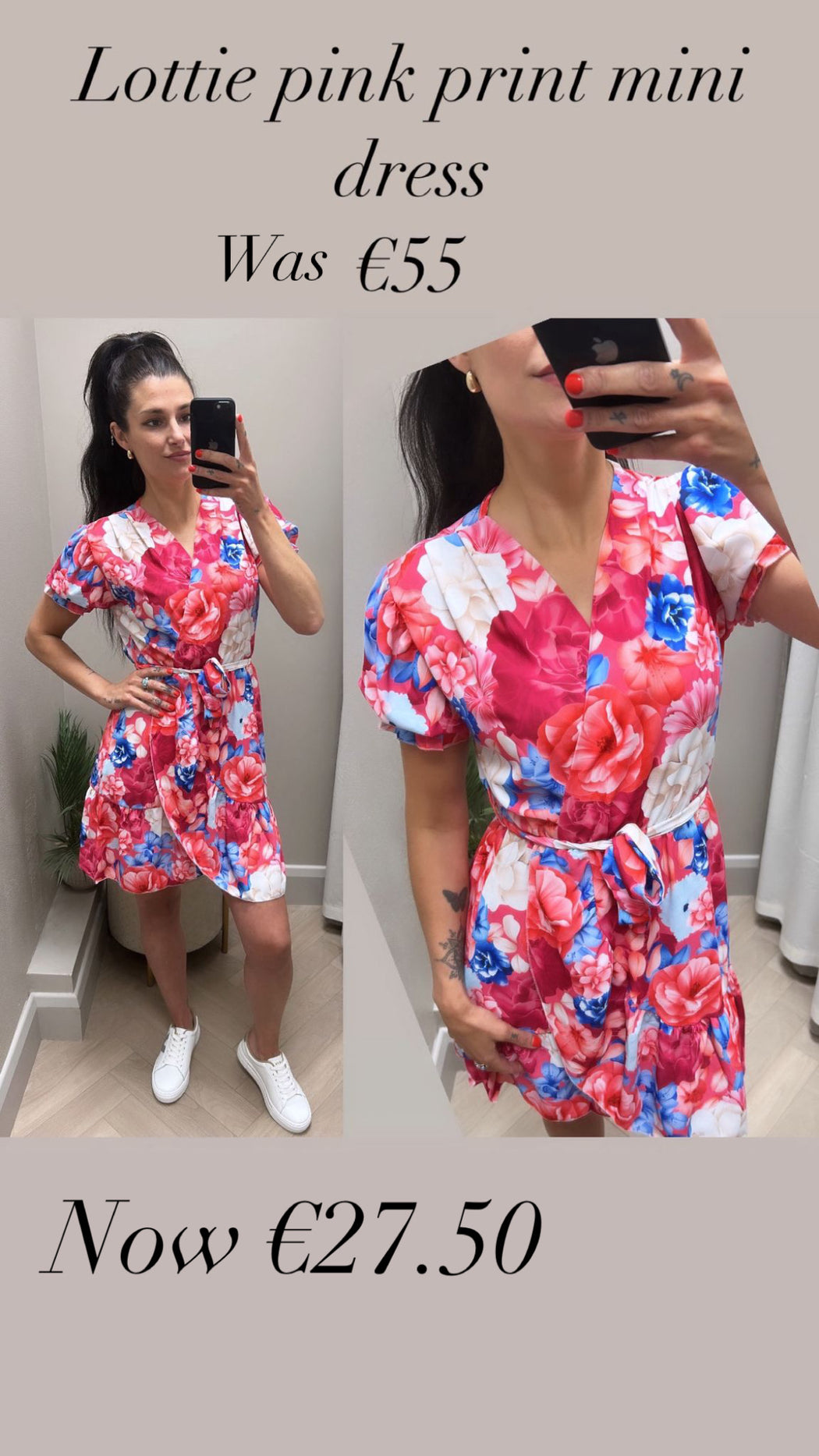 Lottie pink print mini dress