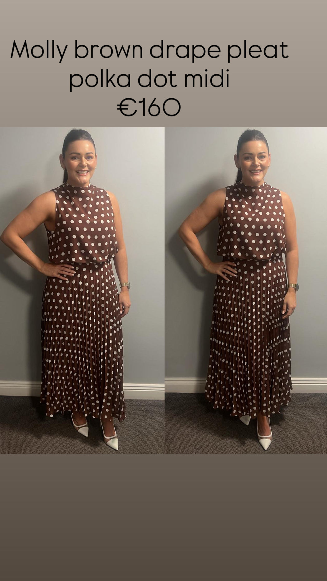 Molly brown drape pleat polka dot midi