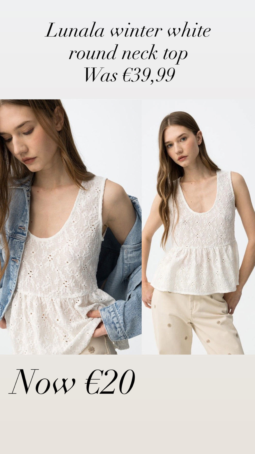 Lunala  winter white round neck top