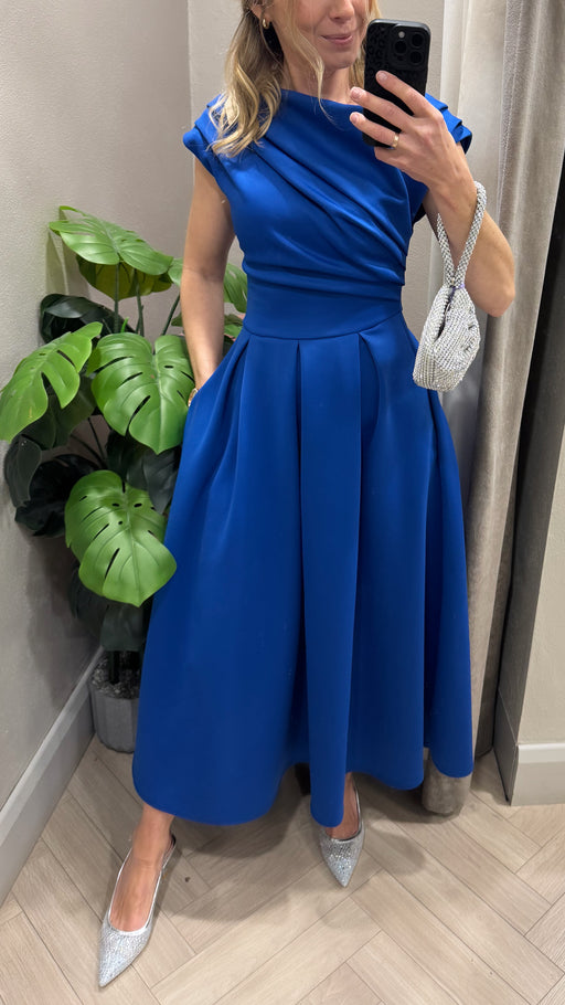 Betty Asymmetric Midi Dress Cobalt