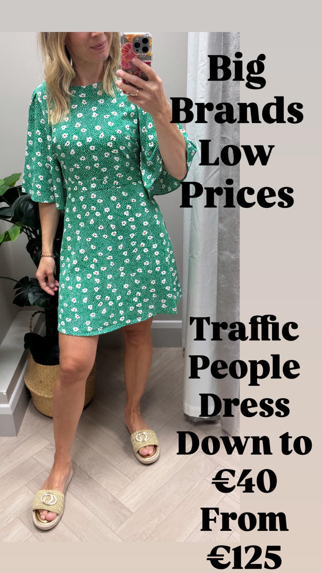 Traffic People Misty  Green  Ditzy Floral Print Dress