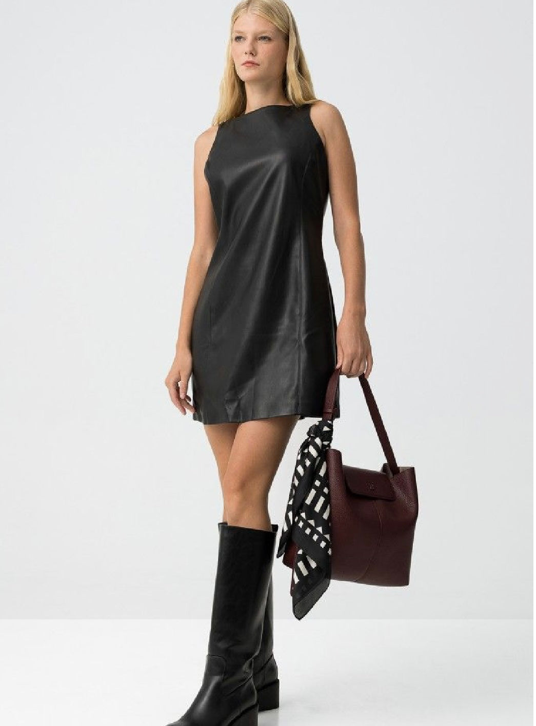 Classy faux leather dress