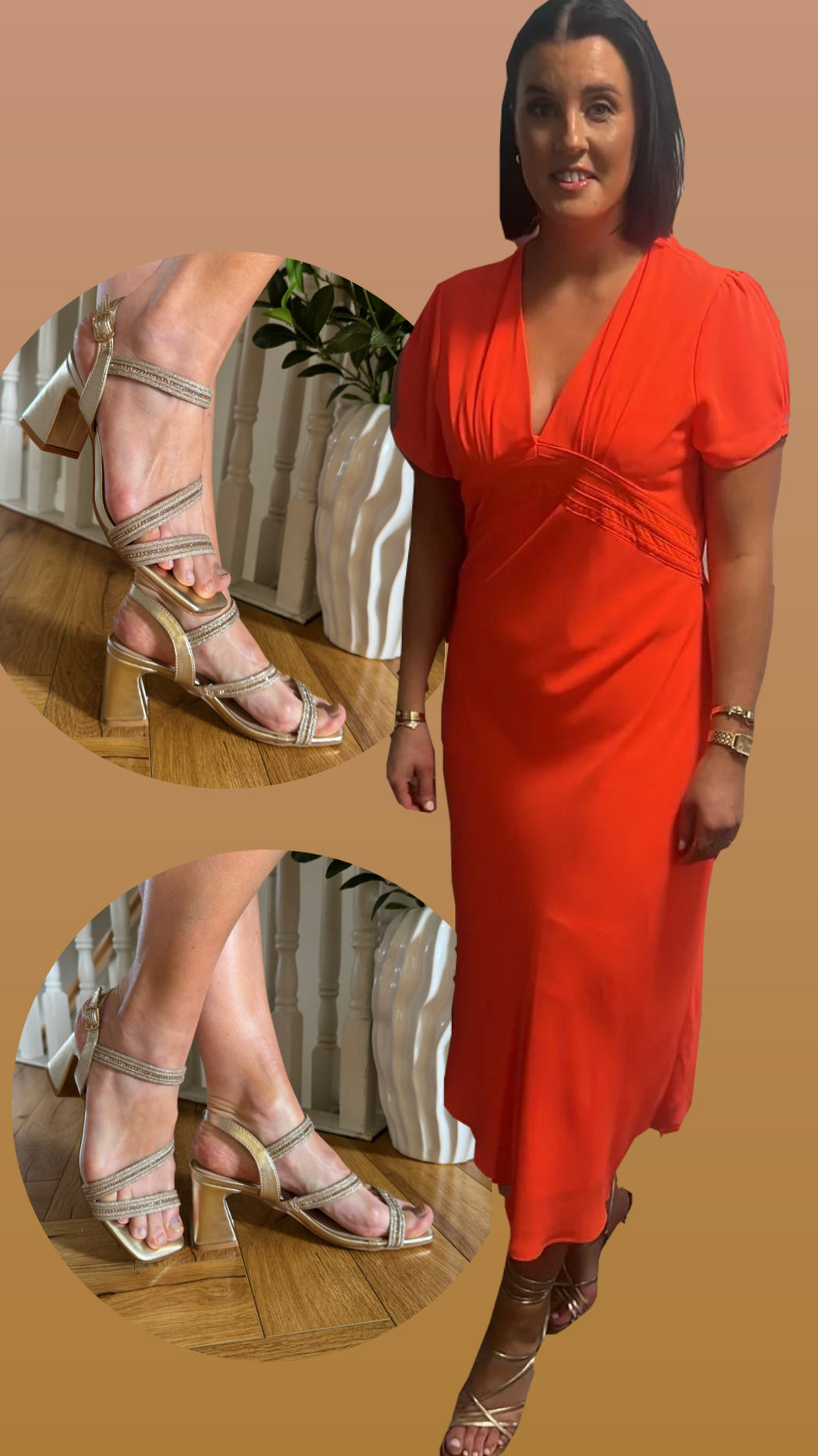 Brooklyns Gold block heel Bling Sandals