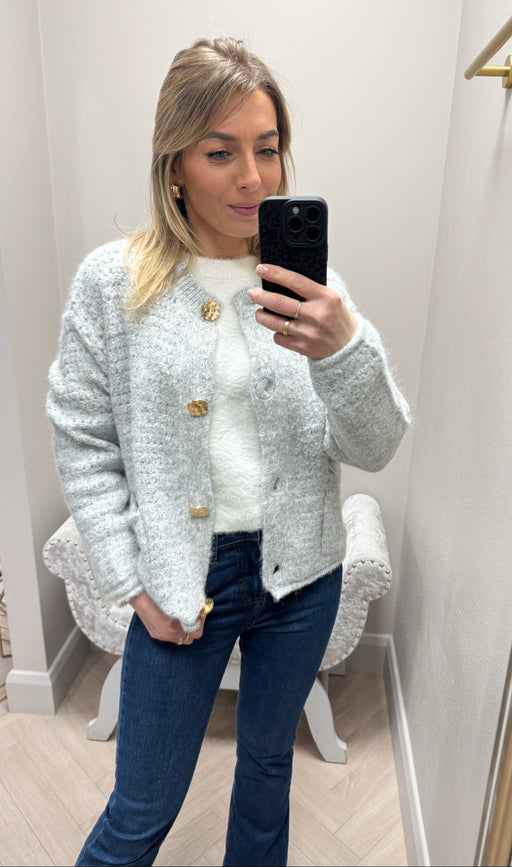 Stacey grey button knit cardi