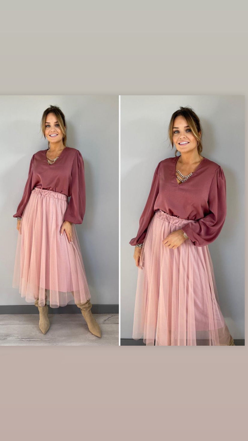 Pink Rose tulle skirt