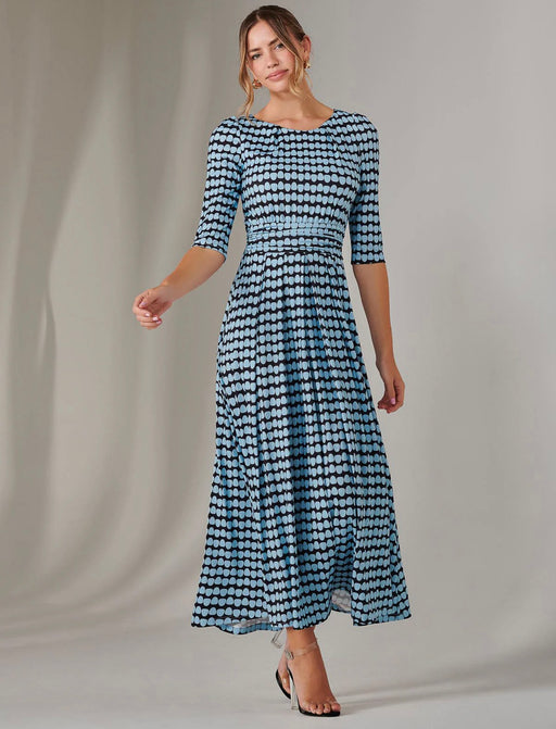 JOLIE MOI ENYA 3/4 SLEEVE JERSEY MIDAXI DRESS, BLUE GEO