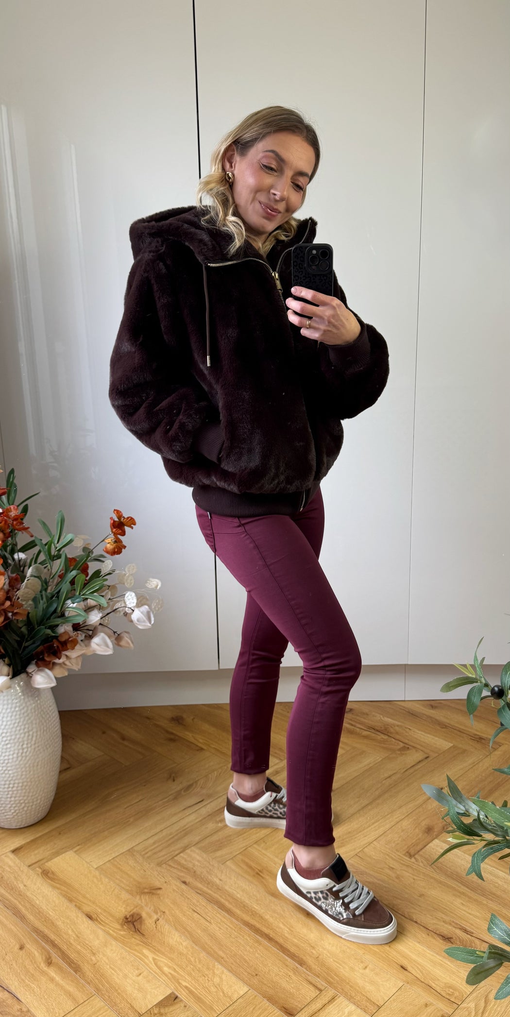 Guess brown lucrezia faux fur jacket w5bl66w3890