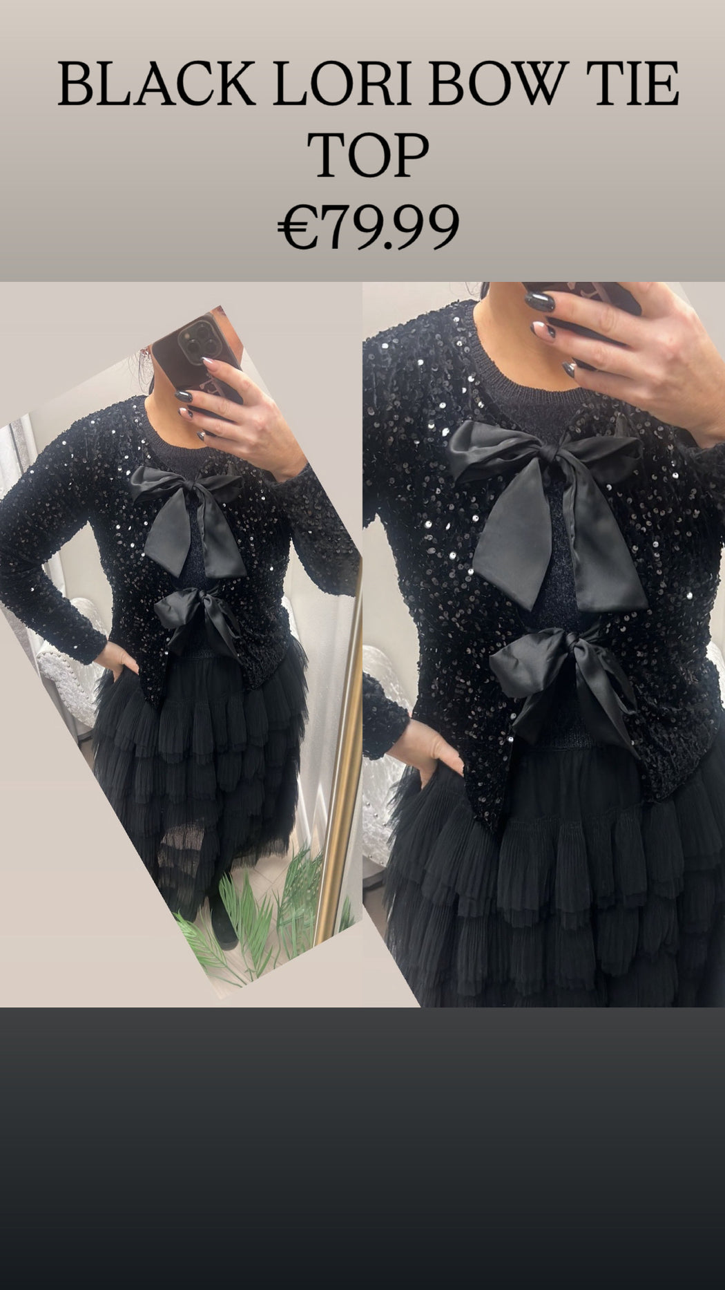 BLACK LORI BOW TIE TOP