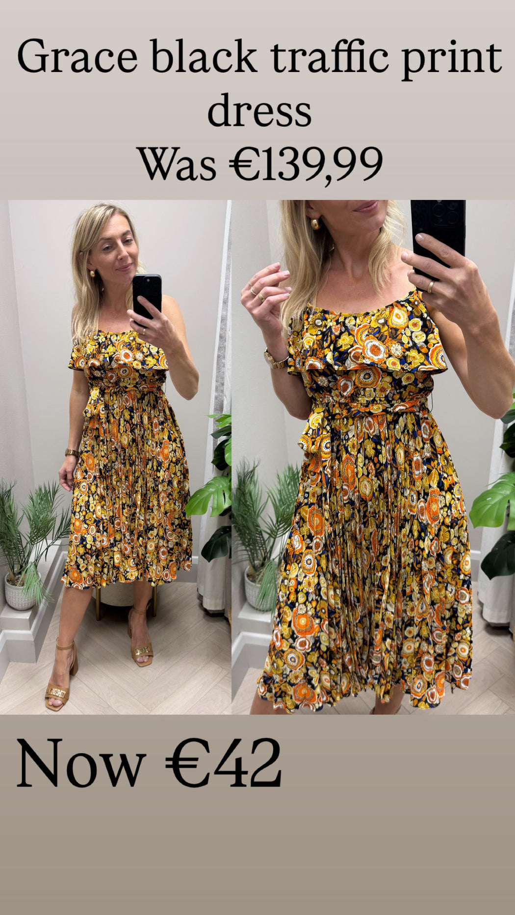 Grace black traffic print dress