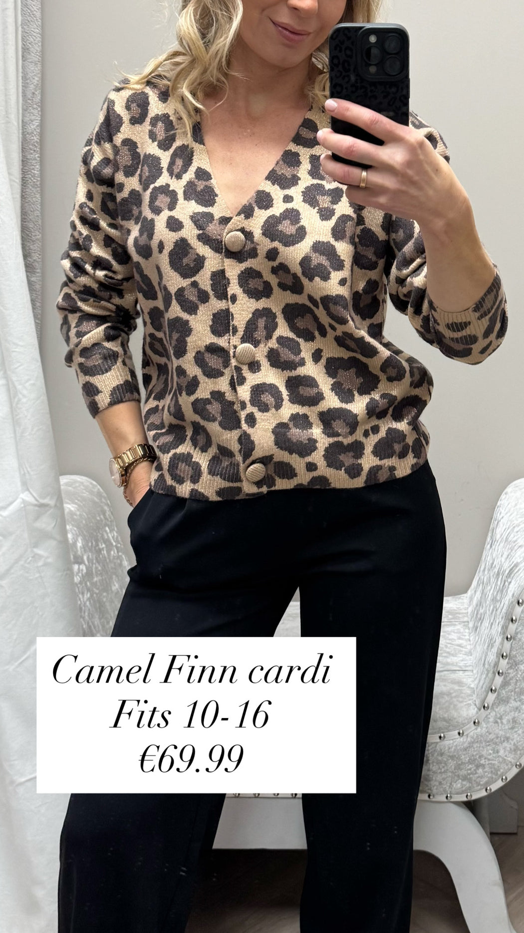 Camel Finn leopard Cardi