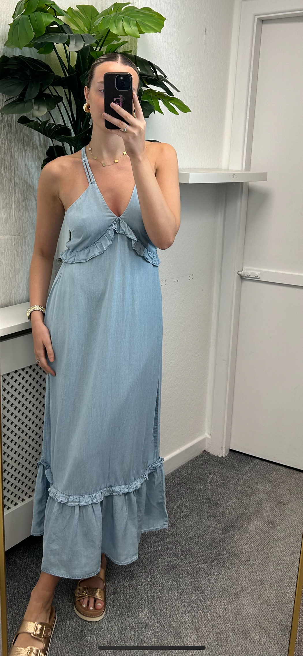 Aquamarine denim maxi