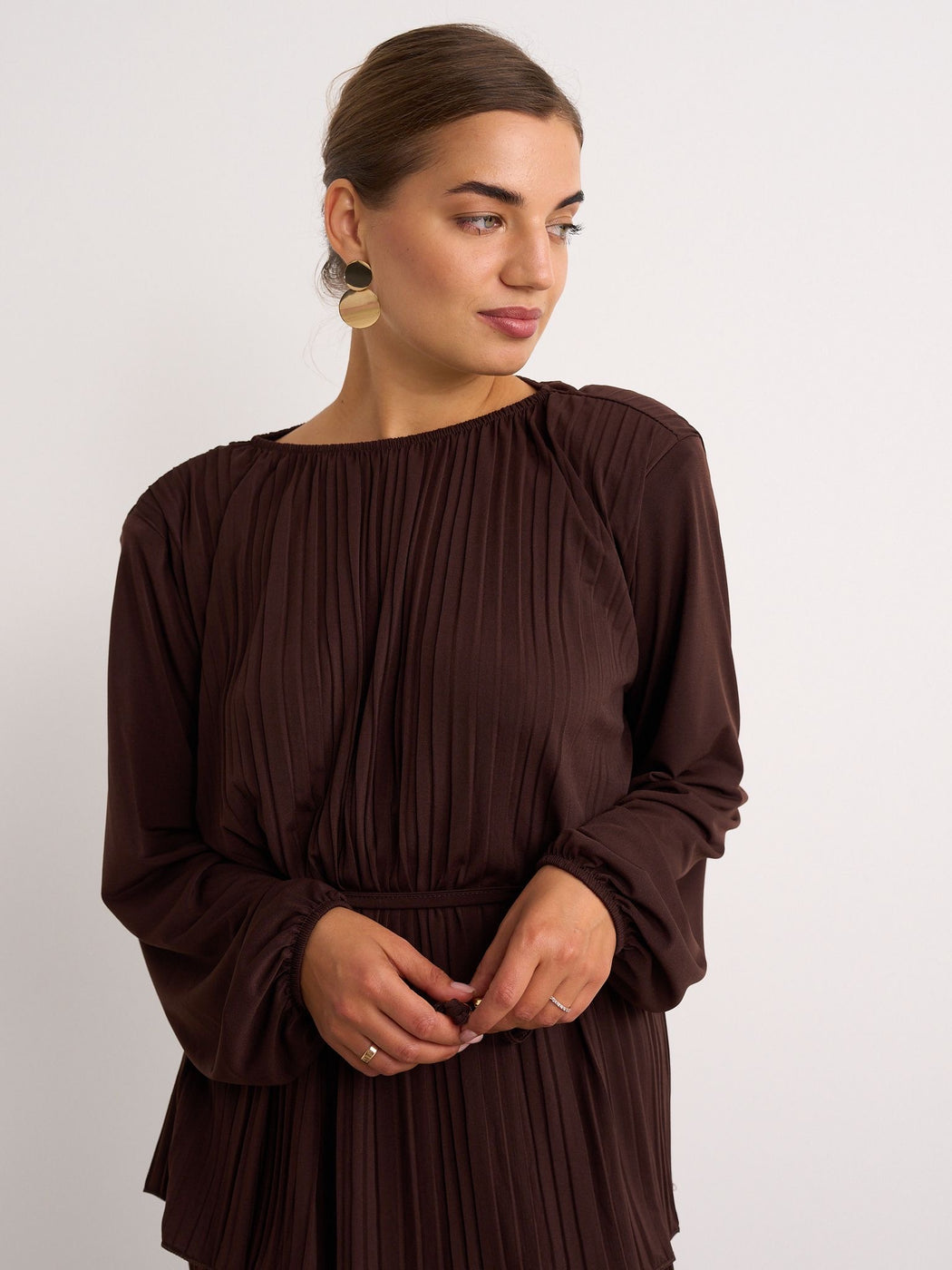 Brown pleated co ord set