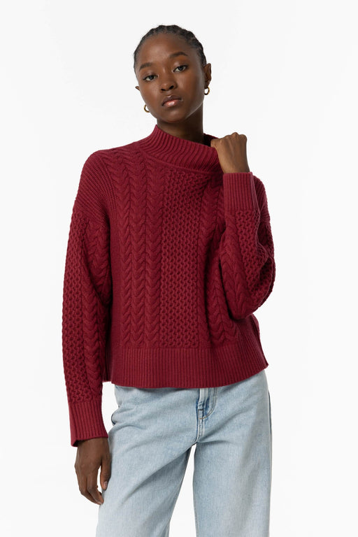 Edwina wine  cable knit