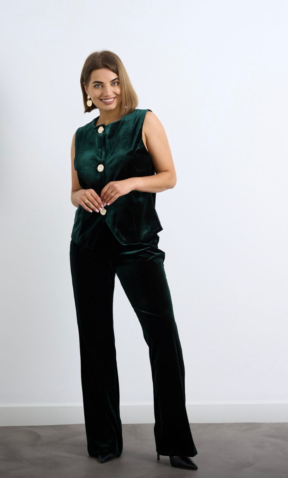 Green velvet two piece suit