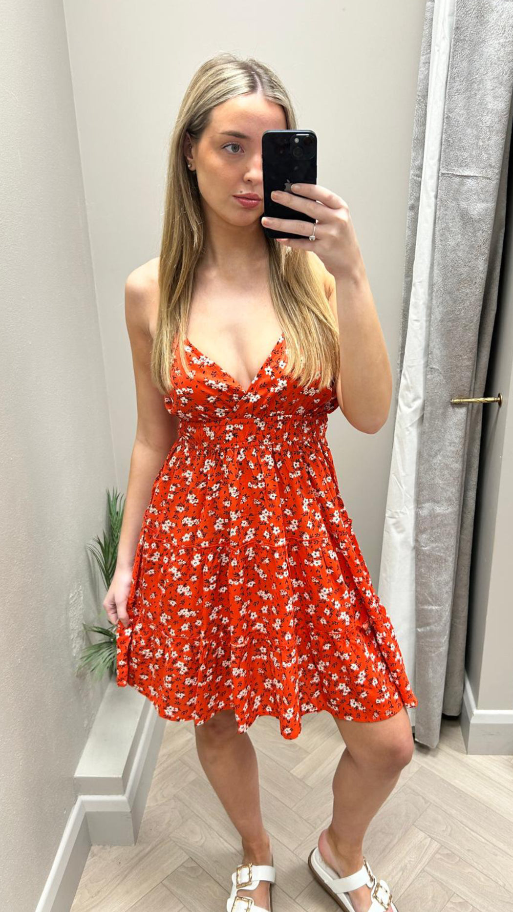 Amelia burnt orange floral dress