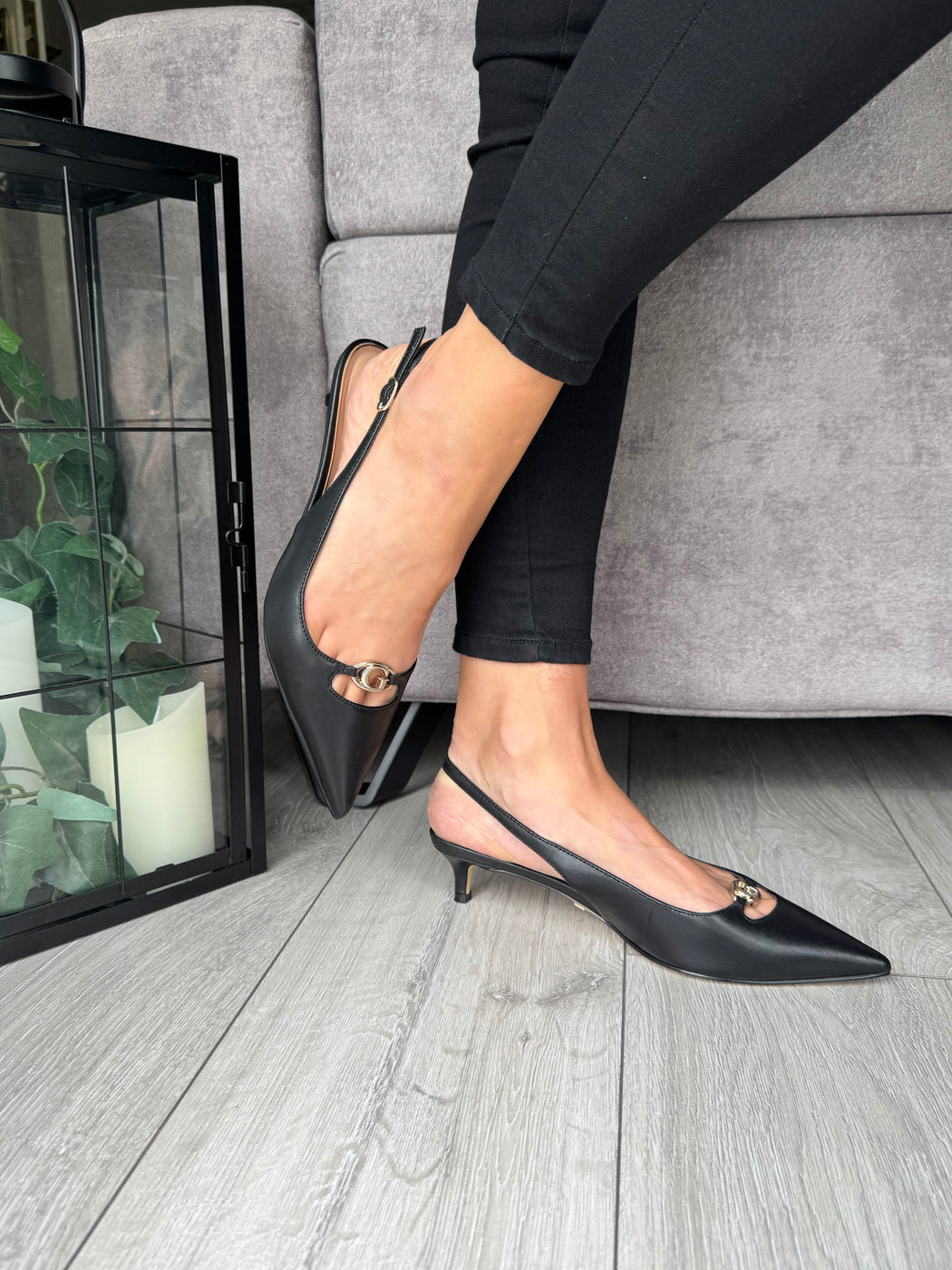 Guess black sling backs shoes FLTJESLEA05