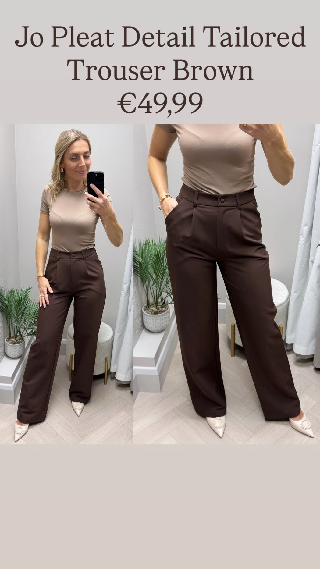 Jo Pleat Detail Tailored Trouser Brown