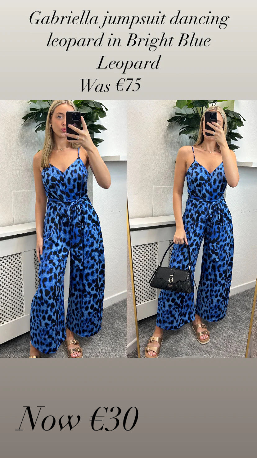 Gabriella jumpsuit dancing leopard  in Bright Blue Leopard