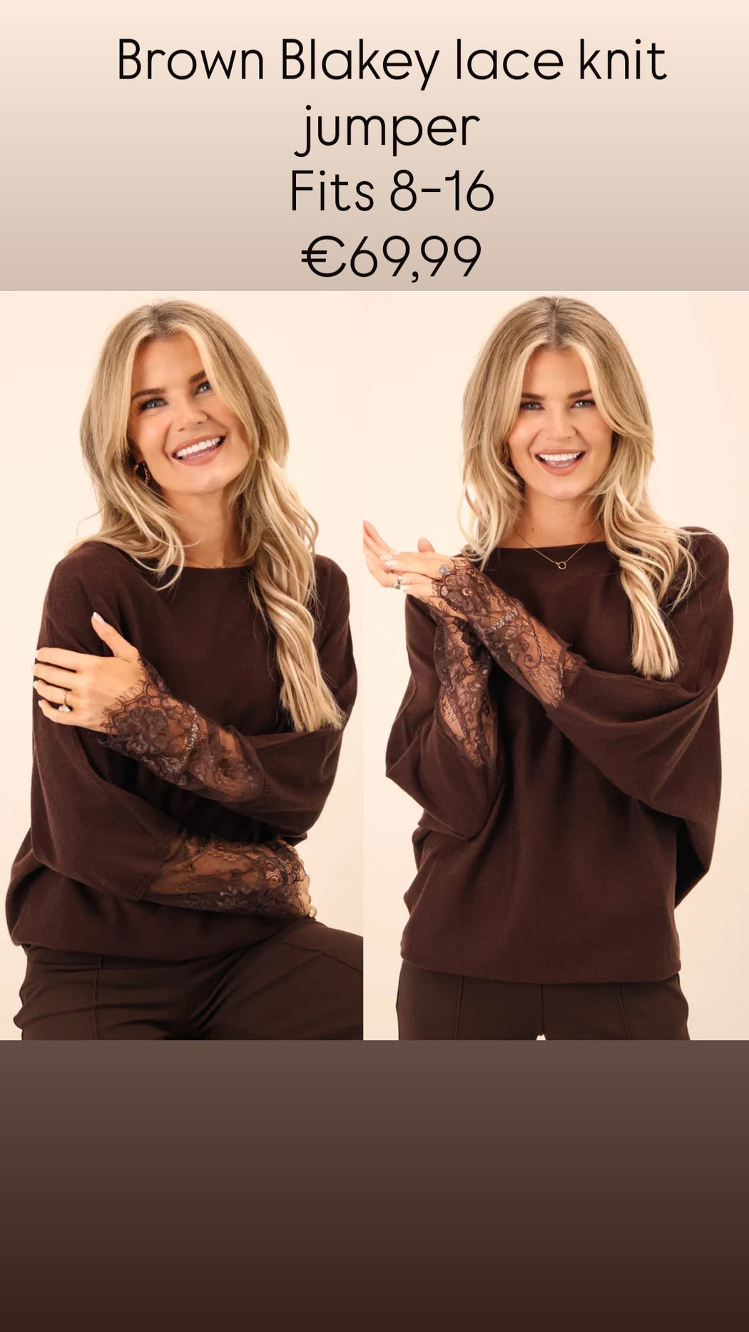 Brown Blakey lace knit jumper