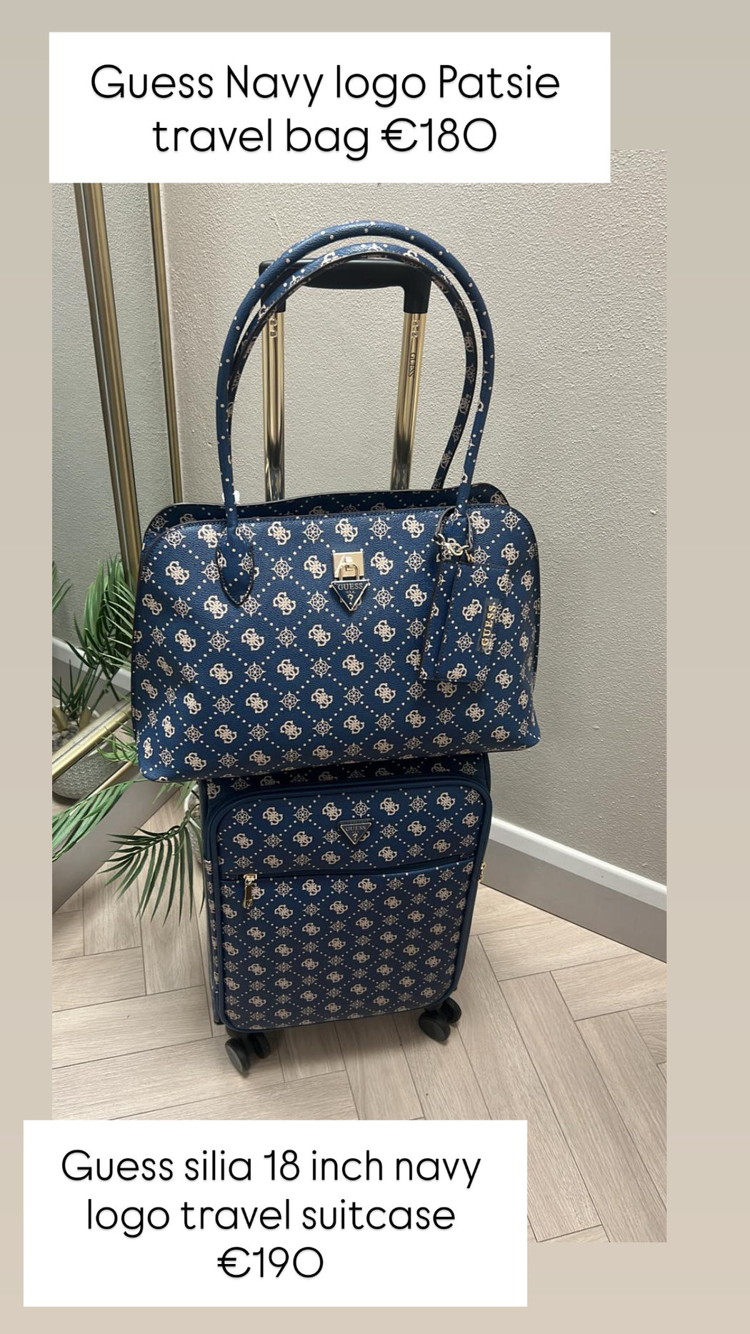 Guess silia 18 inch navy  logo travel suitcase gp9890983