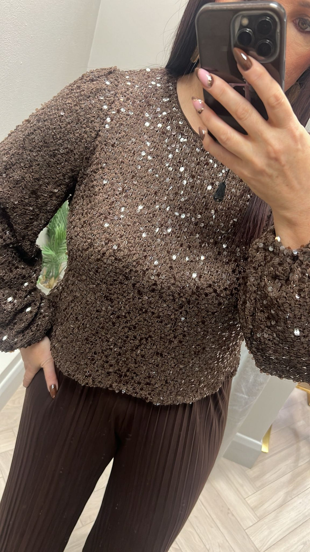 Brown caprise top