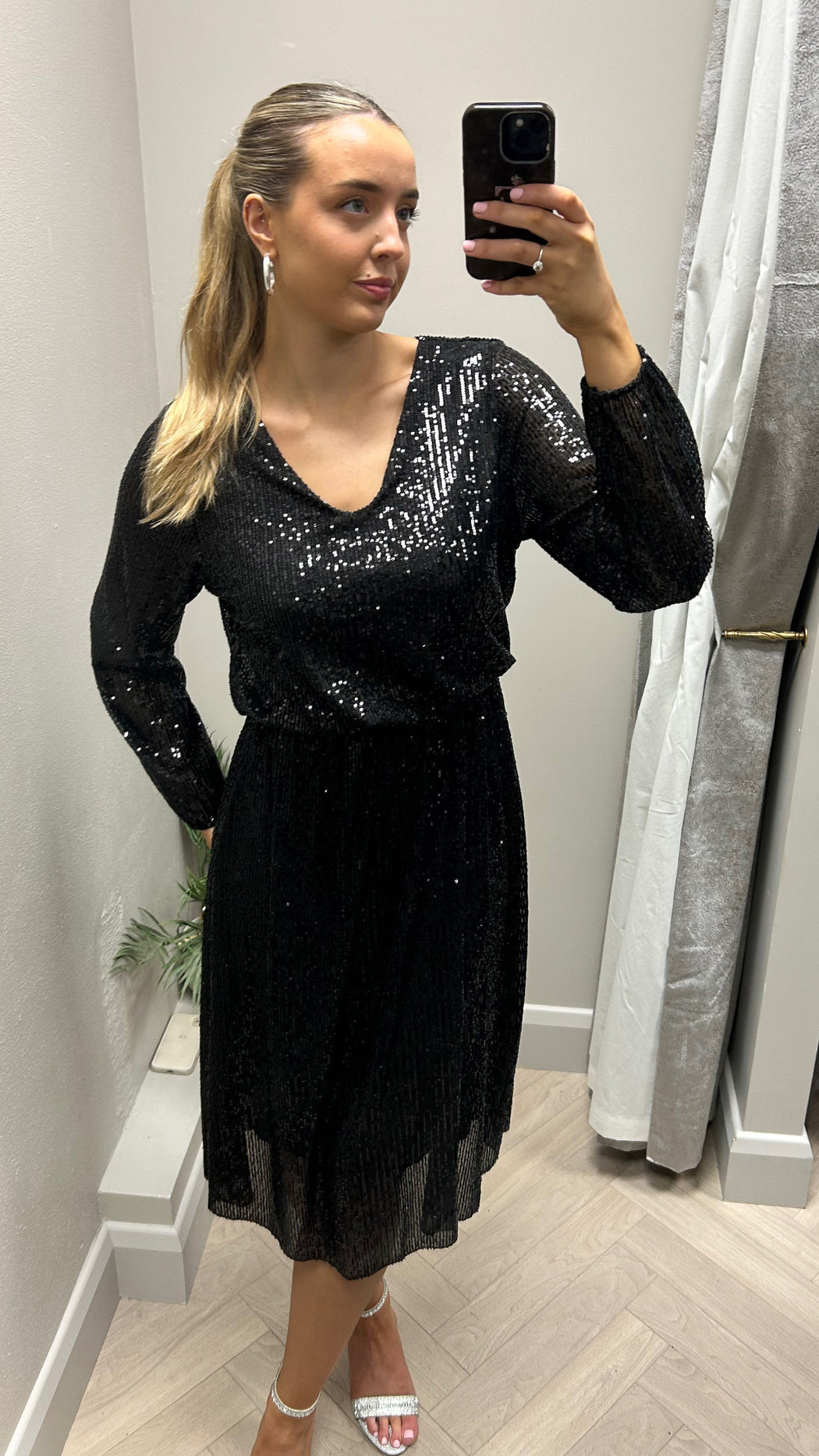 Black sequin midi