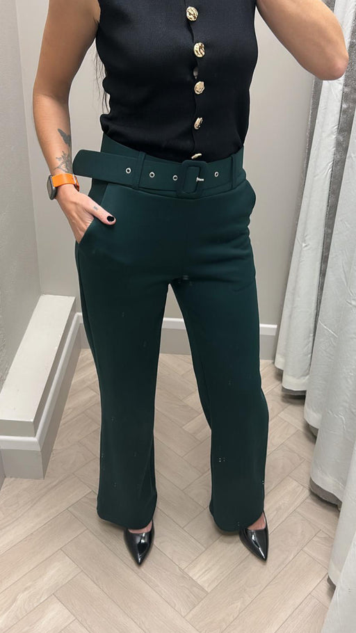 Green belted trousers
