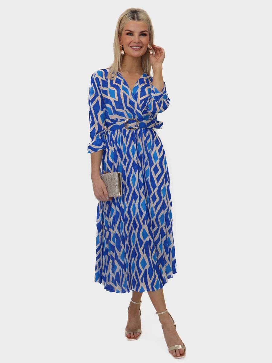 SKY BLUE PRINT POSITANO MIDI DRESS