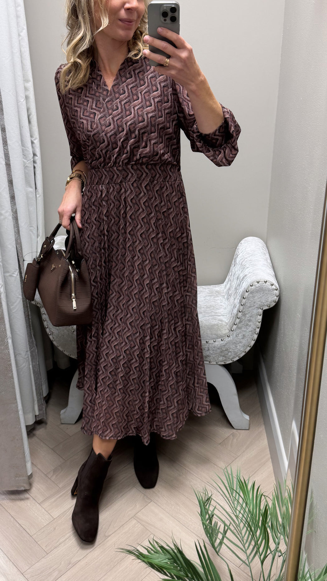 Brown print positano dress