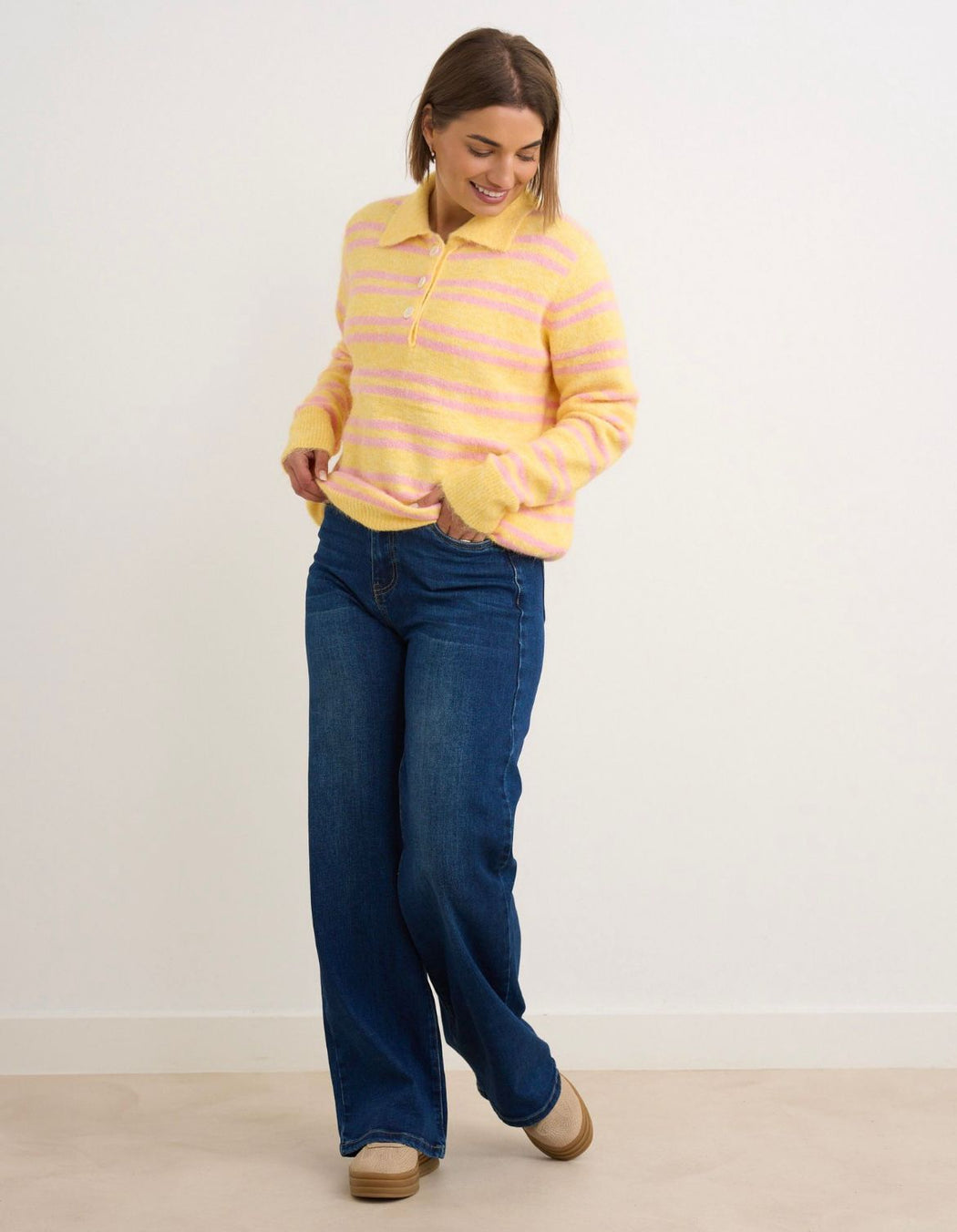 Simone lemon collar stripe knit