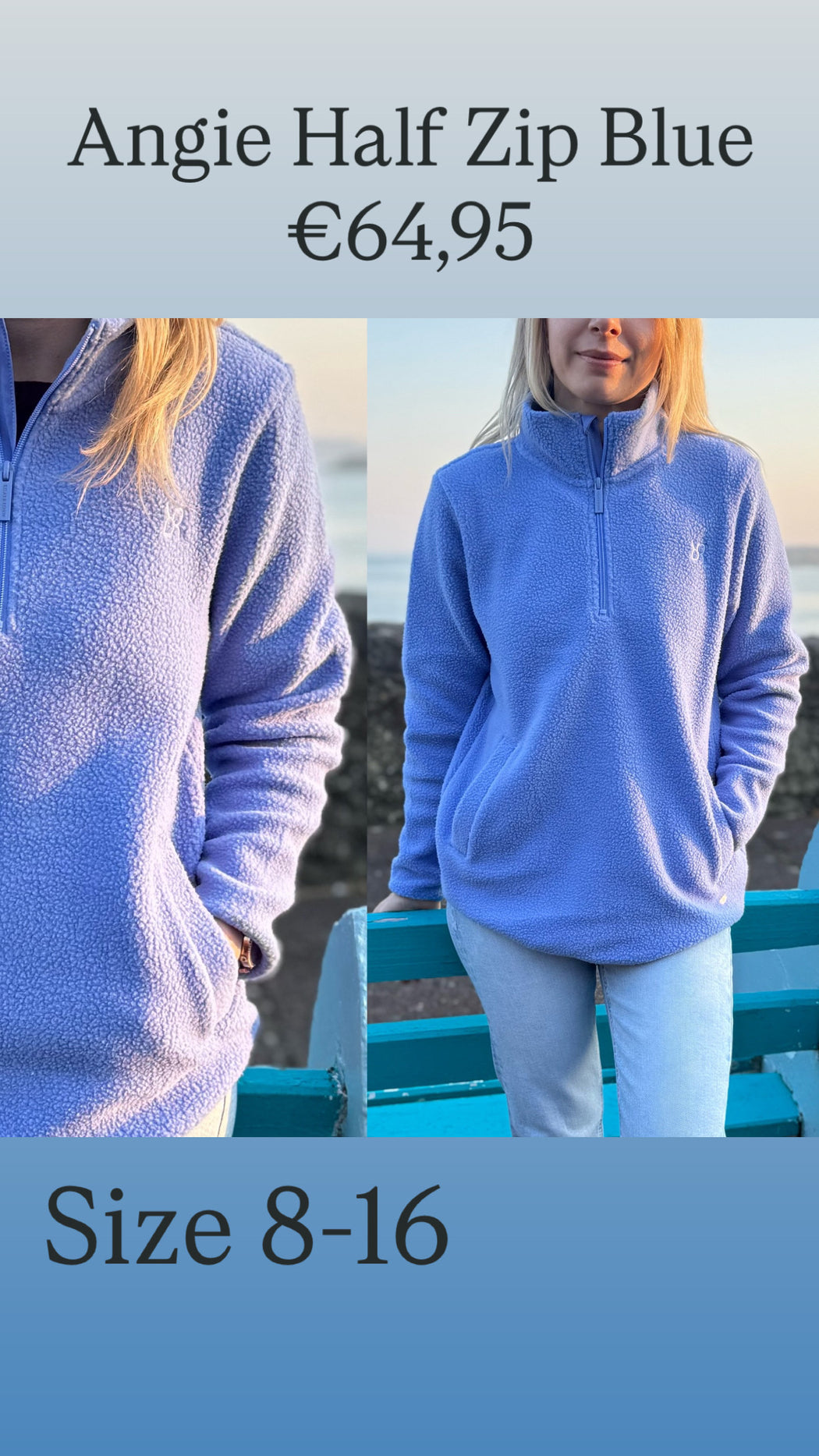 Angie Half Zip Blue