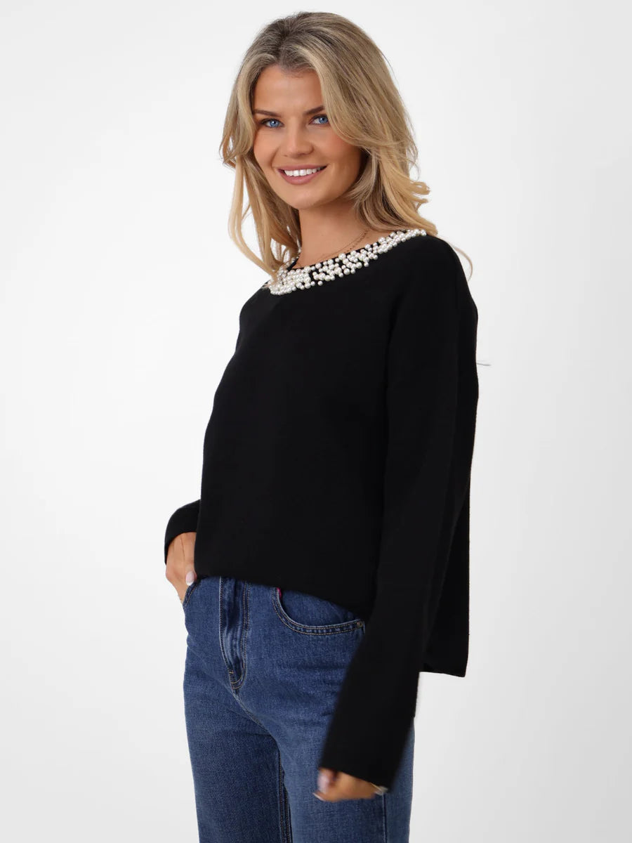 BLACK ANNABELLE KNIT JUMPER